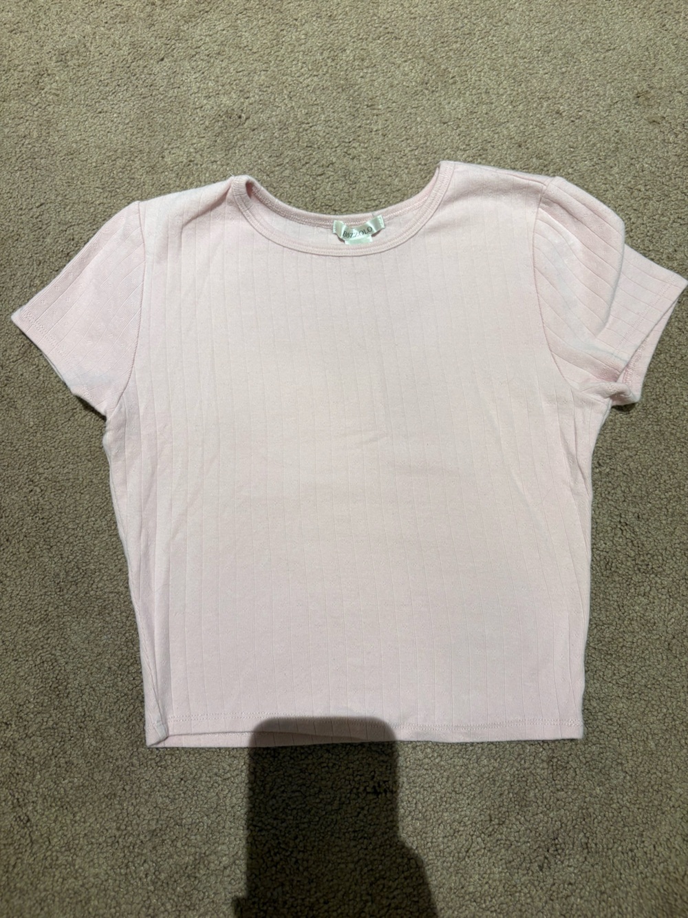 Bozzolo Light Pink Ribbed Short Sleeve Tee size small